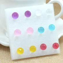 6 пар пластик смешанных цветов милые хрустальные серьги Пластик серьги для девочки Для женщин Ювелирные пирсинг серьги Droppshiping