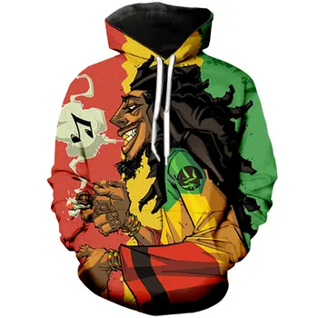 

Liumaohua Print 3d clothing autumn hip hop singer Bob Marley hoodies Harajuku style Sweatshirt yellow weed Mens Womens hoodies
