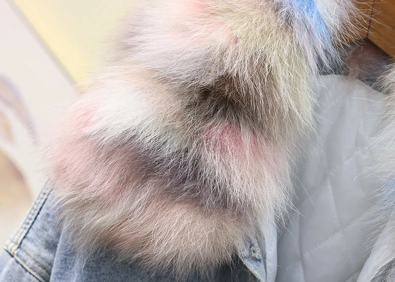 Новая зимняя разноцветная шуба из натурального меха Женская Толстая теплая парка из натурального Лисьего меха Высококачественная джинсовая куртка с хлопковой подкладкой