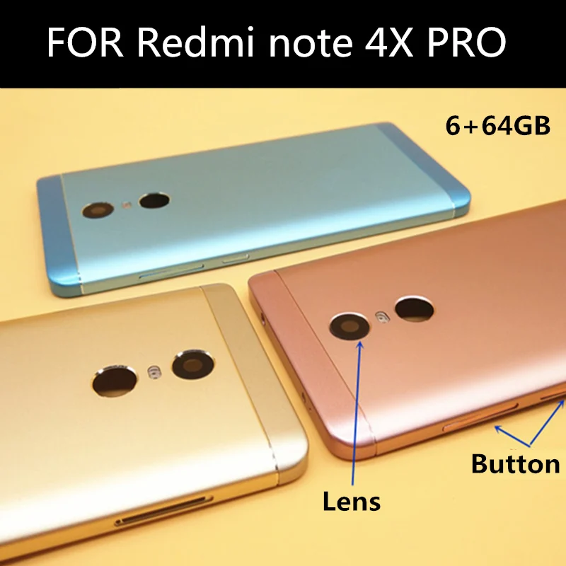 Для XIAOMI redmi note 4X PRO 6+ 64gb Задняя крышка батареи Корпус задней двери+ боковой ключ для redmi note 4X PRO Корпус