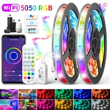 LED Strip Lights RGB 5050 WIFI Alexa music Bluetooth luces Led RGB SMD 2835 Flexible Waterproof Lamp Tape Diode and Adapter