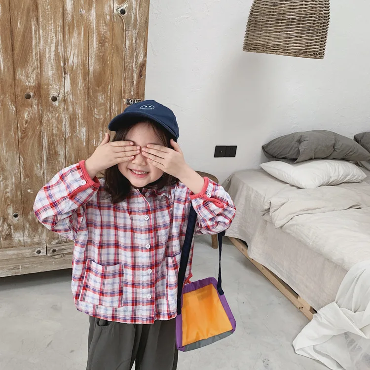 Tckids детская одежда на заказ 19 Осенняя удобная мягкая клетчатая хипстерская детская одежда с художественным веером и отложным воротником