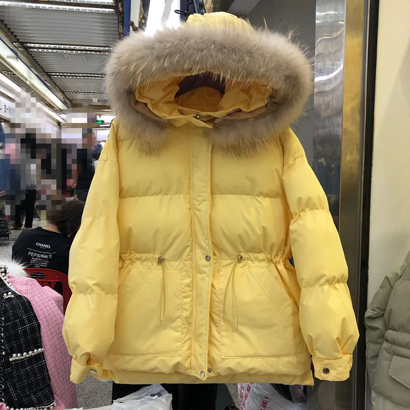 Серый Женский пуховик из хлопка,, осенняя и зимняя свободная короткая парка с большим меховым воротником, пальто, толстая стеганая куртка с капюшоном для женщин - Цвет: Серый