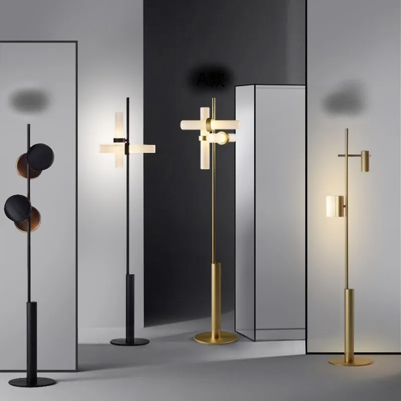 

Скандинавская бронзовая Напольная Лампа в стиле ретро, простой светодиодный вертикальный креативный светильник для гостиной, спальни