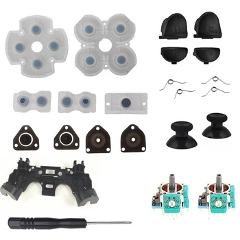 

For PS4 Controller Repair Set L1 R1 L2 R2 Trigger Buttons 3D analog Joysticks Thumb Sticks Cap Conductive Rubber Screwdriver Kit