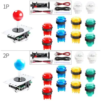 

2 Player led Arcade Buttons and joysticks DIY kit 2X joysticks + 20xArcade Buttons Game Controller kit for MAME and Raspberry Pi