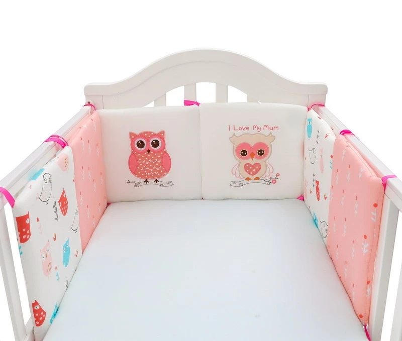 oink owls 6 шт./компл. детские кроватки бамперов хлопковая утепленная новорожденных бамперы 30*30 см Одна деталь детская кровать протектор обивка с вышивкой для детской кроватки бамперы - Цвет: oink owls
