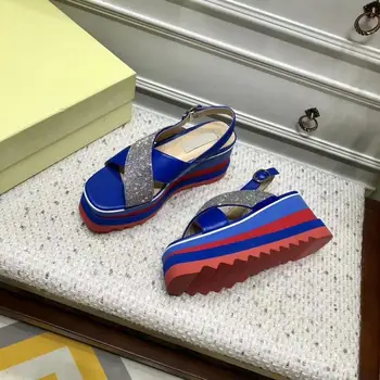 

Platform Sandals Women Leather Gladiator Sandalias Mujer Luxury Summer Crystal Sandalia Feminina Thick Sole Zapatos De Mujer