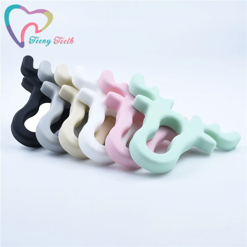 

Teeny Teeth 5 PCS Silicone Moose Head Teether Chewing Elk BPA Free Silicone Deer Head Baby Teething Animal Teether Pendant Toy