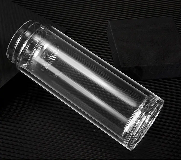 Transparent Double Layer Glass Cup Customizable Advertisement Logo Gift Cup Color Borosilicate Heat-Resistant Glass