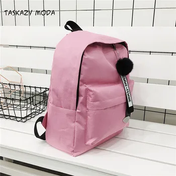 

2020 New Canvas Backpack College Fengsen Department Korean Edition Versatile Leaf Fur Ball Schoolbag For Junior High School Stud