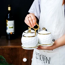 Европейская керамическая банка для хранения приправ, кухонные принадлежности, бытовая коробка для специй, трехсекционный костюм, один солонка