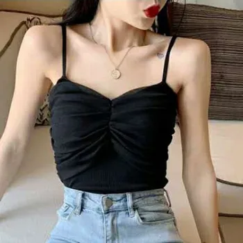 

Women Camis Knitting Spaghetti Strap Sleeveless Vest V-neck Lace Solid Mesh Patchwork Party Club Camis Tops Women Tanks Female