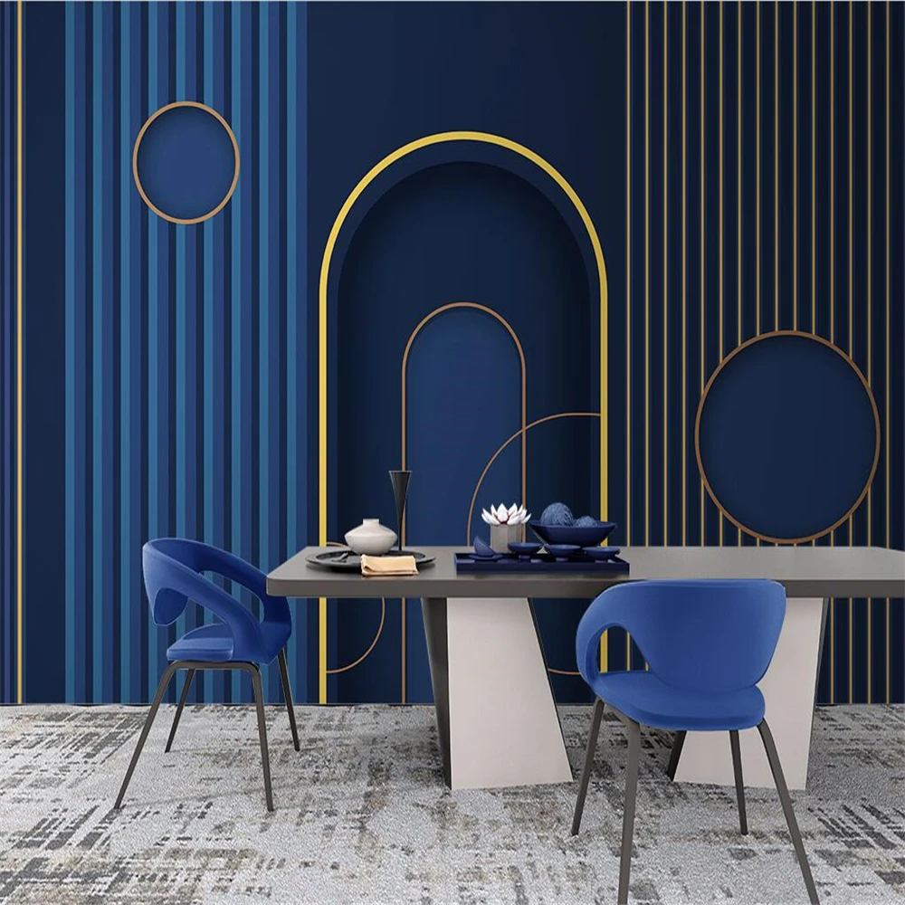 Beibehang Customize New Modern Minimalist Light Luxury Geometric Lines Lapis  Lazuli Blue Background Papel De Parede Wallpaper - Wallpapers - AliExpress