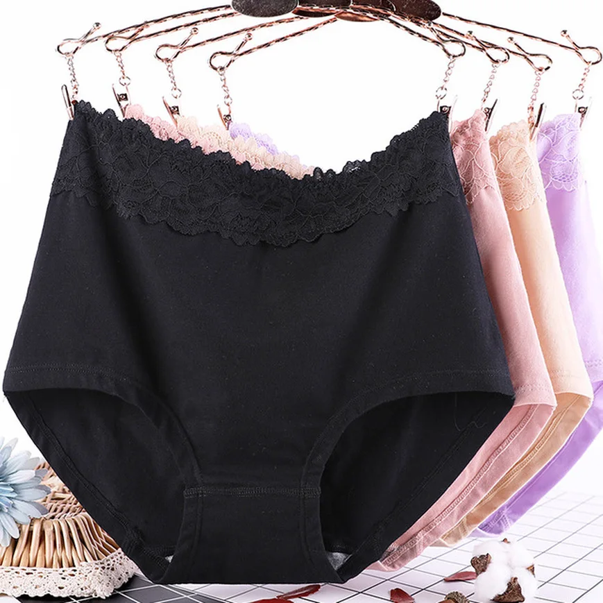 Трусы размера плюс женские трусики хлопковые с кружевной талией 2XL/3XL/4XL/5XL/6XL