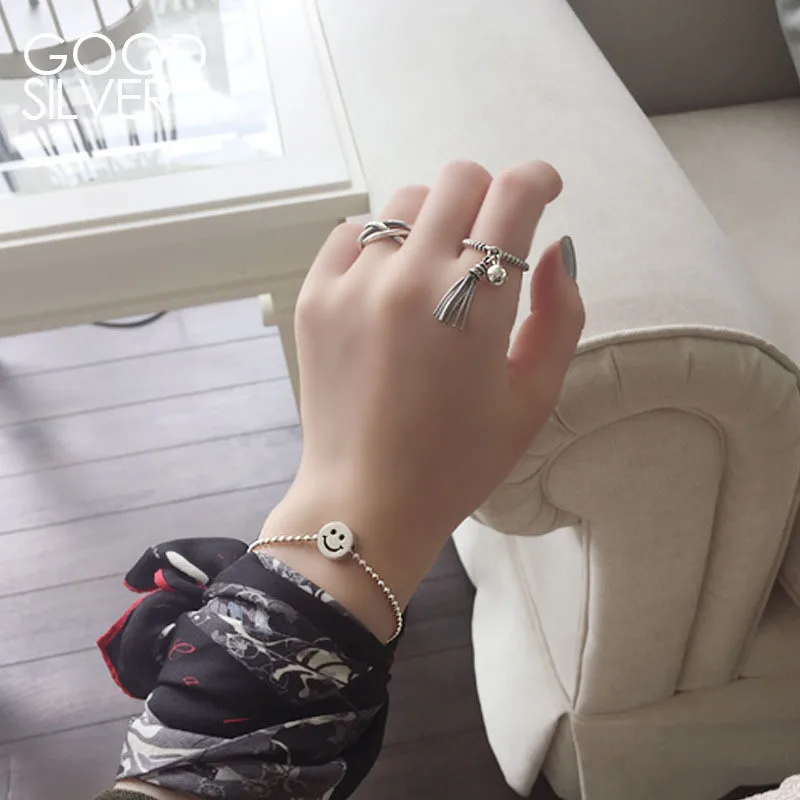 RUIYI Real 925 Sterling Silver Women Stylish Exquisite Smile Face Bracelets Girls Cute Beads Chain Smiling Niche | Украшения и