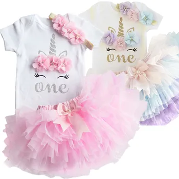 

Newborn Baby Girls 1st Birthday Party Tutu Dress For Baby Kids Unicorn Dress 12M Newborn Christening Gown Infant Baby Outfit Set