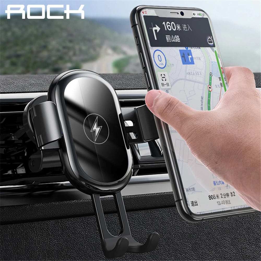 

15W Qi Wireless Charger Car Holder ,ROCK for iPhone 12 Pro Samsung Xiaomi Intelligent Infrared Air Vent Mount Car Phone Holder