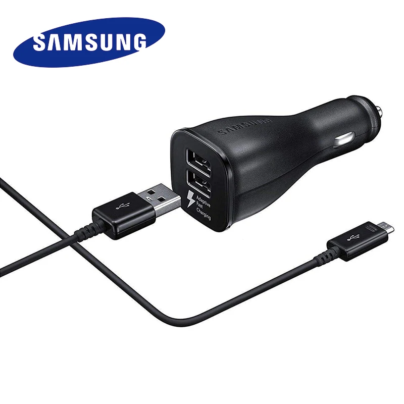 Автомобильное зарядное устройство Samsung Galaxy S10 S9 S8 Plus с двумя usb портами кабель