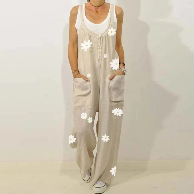 strappy linen jumpsuit
