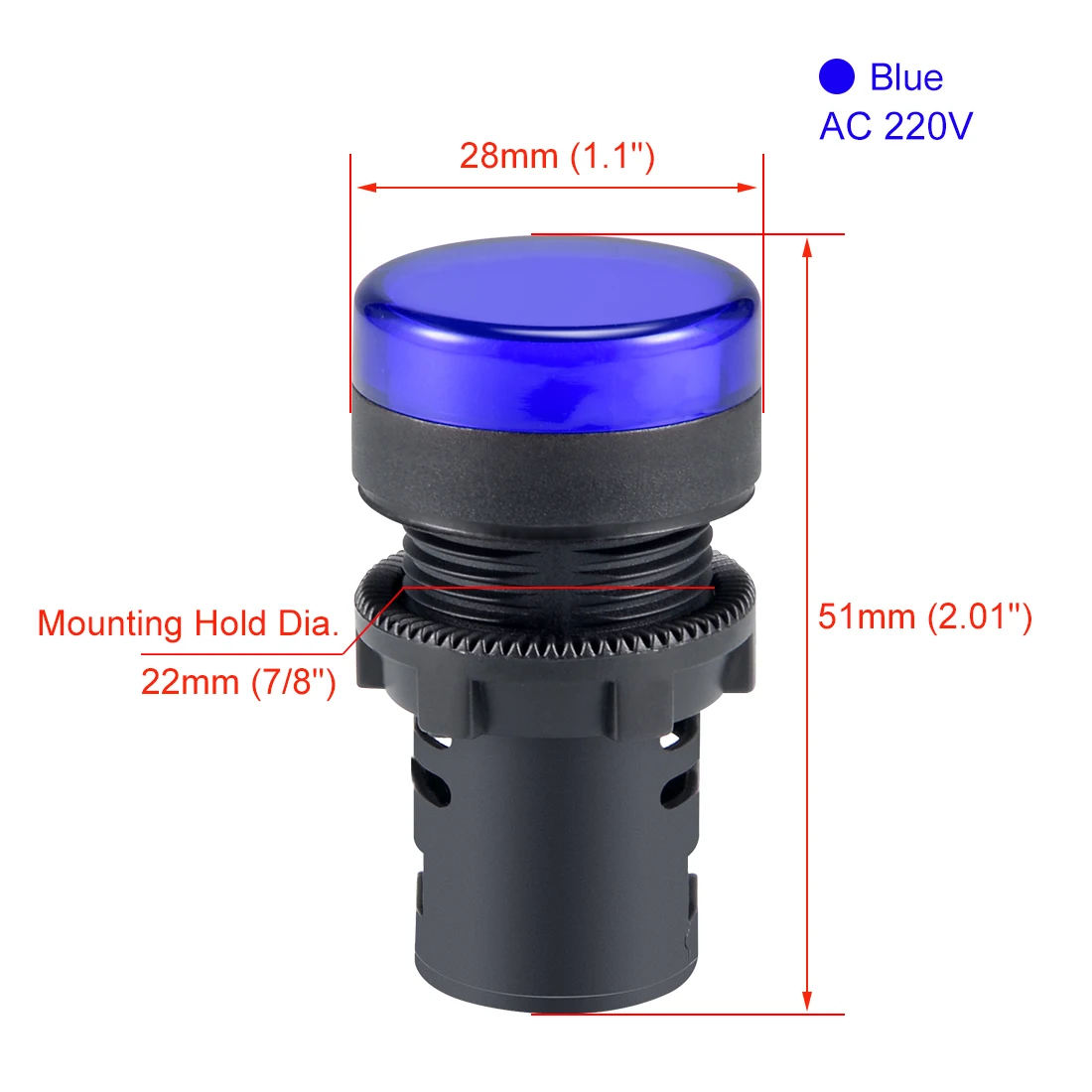 Uxcell 8 шт. AC 220 В индикатор синий светодиодный Скрытая Панель Крепление 7/8 &quot22