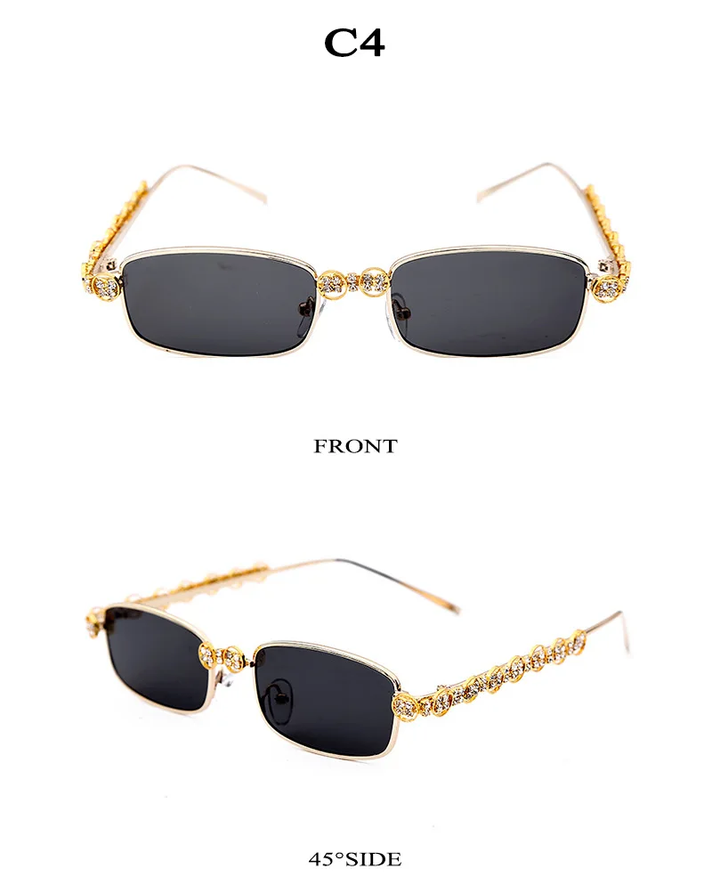 Rhinestone Small Sunglasses Women Square sunglasses Bling Rhinestone Sun glasses for Woman Luxury Fashion Shade UV 400