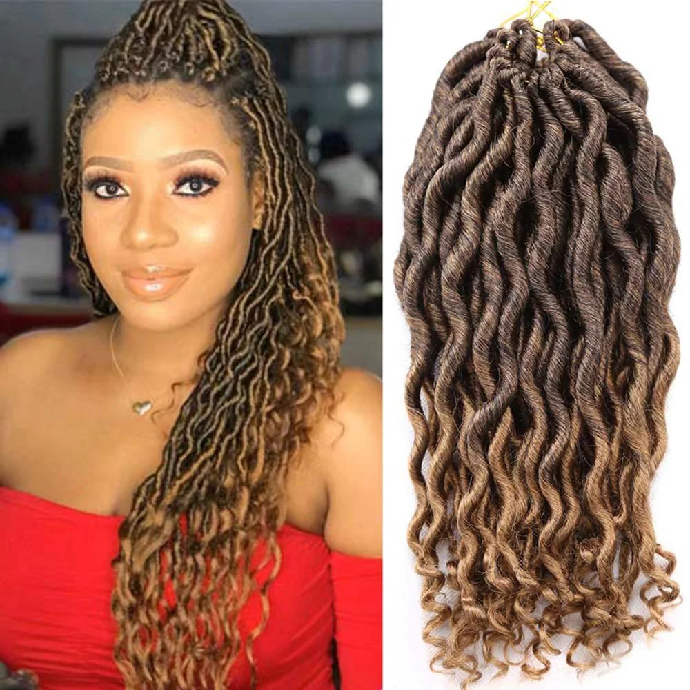 Amir Faux Locs Curly Crochet Braids Hair 12inch dreadlocks hair extensions goddess Synthetic Crochet Braiding Hair 12 Strands/PC