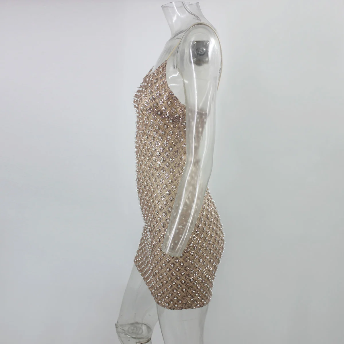 PFFLOOK Autumn Diamond Sexy Dress Women Backless Spaghetti Strap Glitter Mini Party Dresses Club Female Bodycon Vestidos
