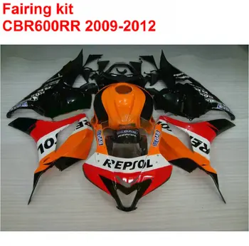 

OEM quality Fairing Kit For HONDA CBR600RR 2009 2010 2011 2012 CBR 600 RR Black Orange REPSOL Fairings 09 10 11 12 XF10