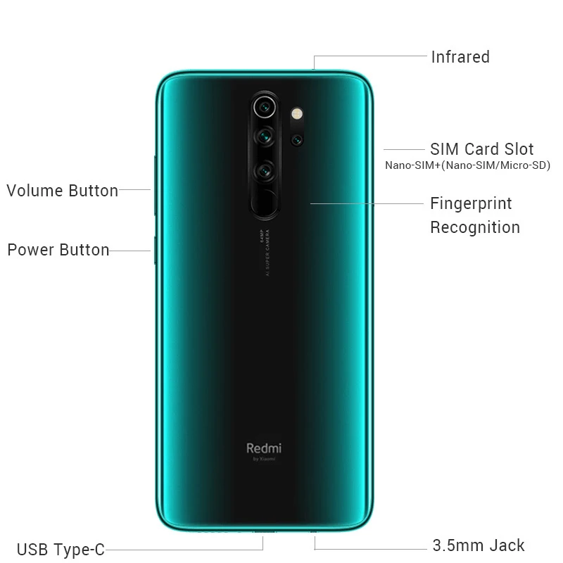  Global Version Xiaomi Redmi Note 8 Pro 6GB RAM 64GB ROM Smartphone 64MP Four Rear Camera MTK Helio 