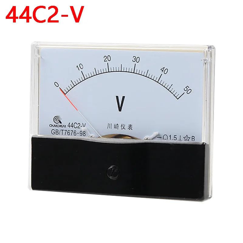 1Pcs DC 50V Analog Panel Volt Voltage Meter Voltmeter Gauge 44C2 DC  0-50V