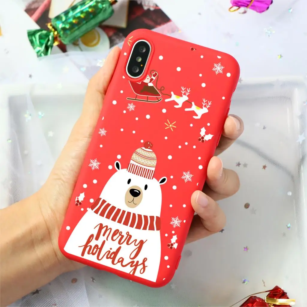 Kho7-sd1bjx Мягкий силиконовый чехол из ТПУ с принтом Санта Клауса и оленя для iPhone 11 Pro 7 8 6 6S Plus XR X XS Max 5 5S SE чехол-накладка - Цвет: Kho7-sd1bjx