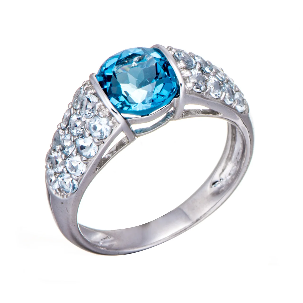 

GESIDE London Blue Topaz and Aquamarine Rhodium Over Sterling Silver Ring. vintage promise stone large stone womens