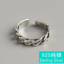Корейское кольцо из чистого серебра s925, модное ретро геометрическое кольцо, боковая цепочка, кольца для женщин, Индивидуальные ювелирные изделия, вечерние