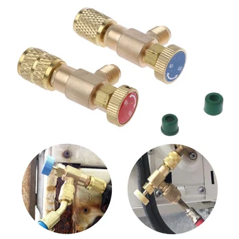 

2pcs Safety Sealed Connector Quick Coupler Replacement Air Conditioning Easy Operate No Leakage Filling Refrigerant