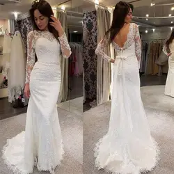 Vestido De Noiva 2019 кружевное свадебное платье в стиле бохо с О-образным вырезом брак аппликация бисером пояса свадебное платье с открытой спиной