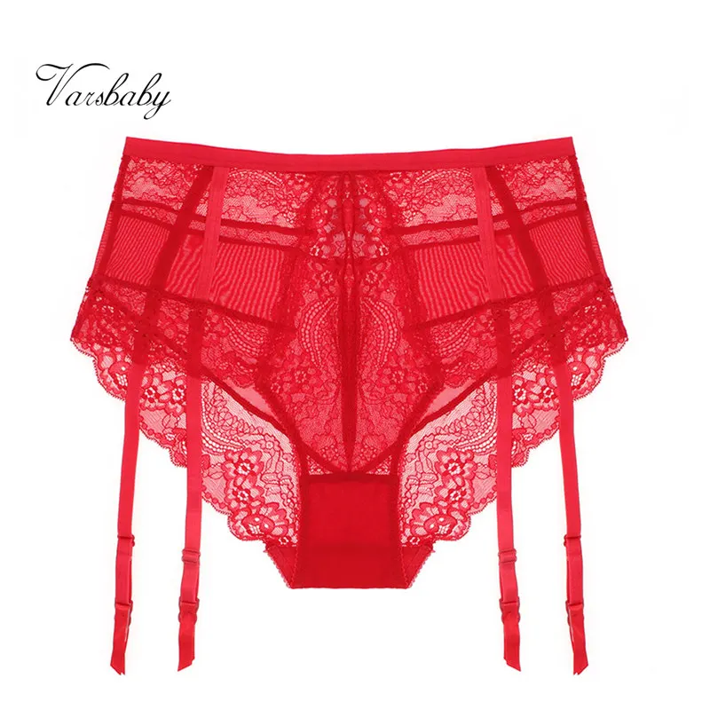Varsbaby sexy lace high-rise briefs high quality underwear black S-XL big red panties for women