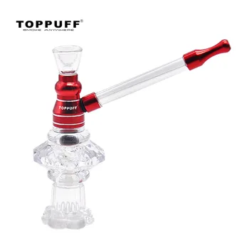 

Glass Water Pipe Vase Hookah Shisha 118MM Metal Pipes With Long Glass Handle Metal Mouth Filter