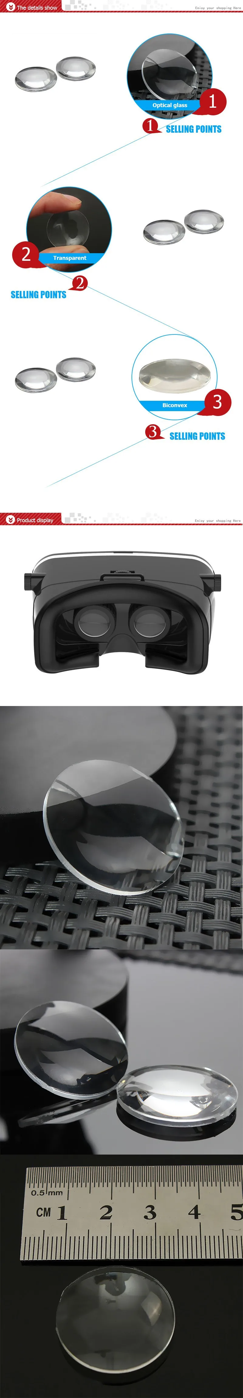 2 шт./лот 25 мм x 45 мм двояковыпуклый объектив для Google Cardboard DIY 3D VR очки