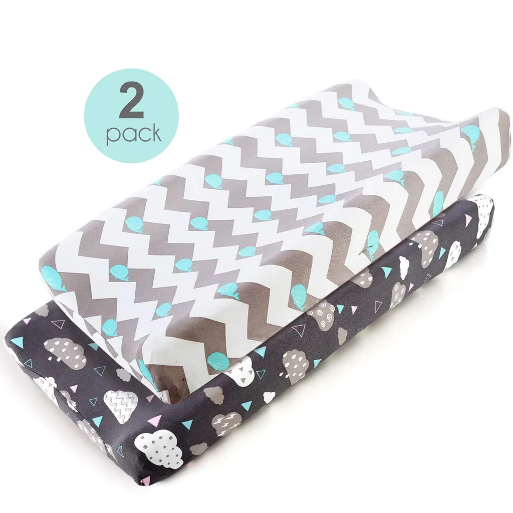 

2PC Toddler Newborn Baby Cartoon Print Nursing Changing Pad Cover Nursing 2x Baby Pillow Head Cover B4