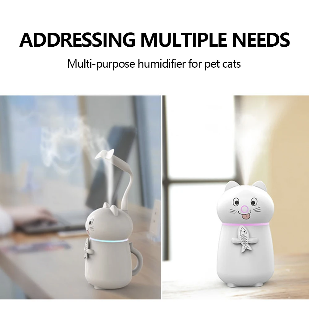 

3 in 1 Cute cat humidifier USB Air Freshener with Mini LED Lamp Car Mist Maker Mini USB Fan Office Desktop Air Purifier