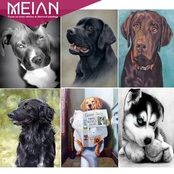 

2020 MEIAN Dog 5D DIY Diamond Painting Labrador Picture Needlework Embroidery Full Diamond Painting Rhinestone Decoration
