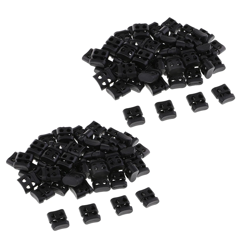 100 pieces Toggle Spring Stop Double Hole String Cord Lock Commonly Used as an Emergency Tool for Camping, Backpacks