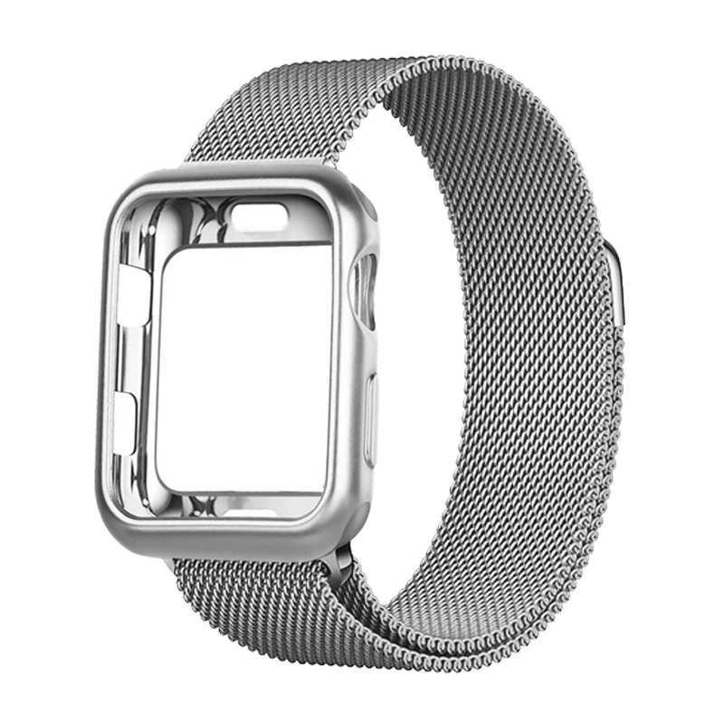 Чехол+ ремешок для apple watch 4 5 Группа 44 мм 40 мм apple watch, ремешок 42 мм, 38 мм, версия наручных часов iwatch, 5/4/3/2/1 ремешок для часов, Миланская петля, магнитный ремешок для часов