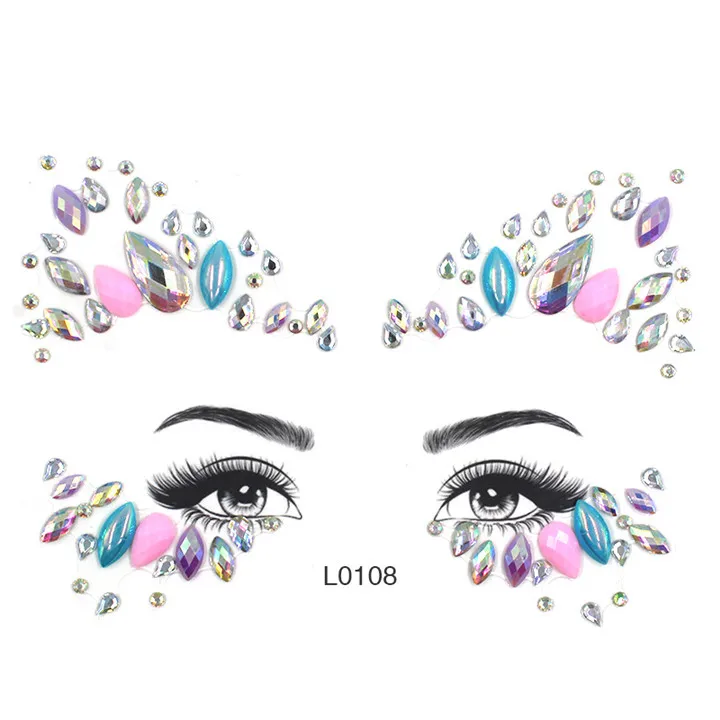 8   Crystal Face Stickers For Women Wedding Birthday Masquerade Diy Jewelry Colorful Rhinestone Stickers Eyebrow Eye Face Sticker