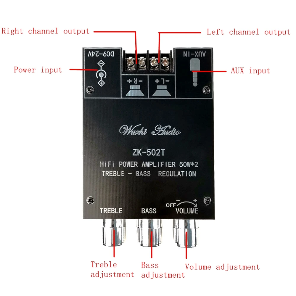 Tone Version Dual Channel bluetooth 5 0 Audio Power Amplifier Board Bass Adjustment Subwoofer Hi Fi Stereo Amp Module