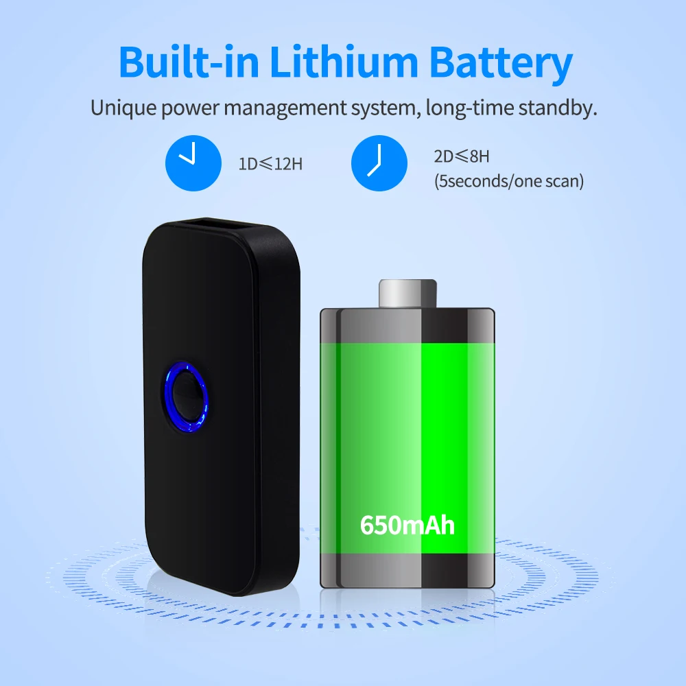 Handheld 3-in-1 Barcode Scanner 1D/2D/QR Bar Code Reader Support Bluetooth /2.4G Wireless /USB Wired Connection for Supermarket barcode scanner