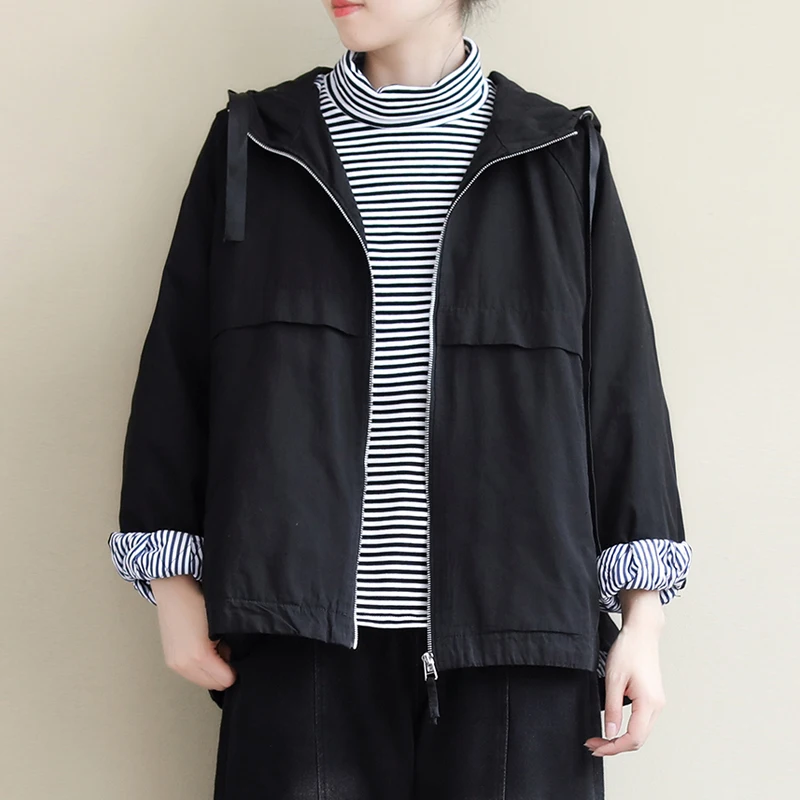 2019 Nieuwe Losse Plus Size Lange Mouwen Hooded Jassen Herfst Mode All-Match Zakken 3 Kleur Vrouwen Windjack Jas 2019 Nieuwe Losse Plus Size Lange Mouwen Hooded Jassen Herfst Mode All-Match Zakken 3 Kleur Vrouwen Windjack Jas