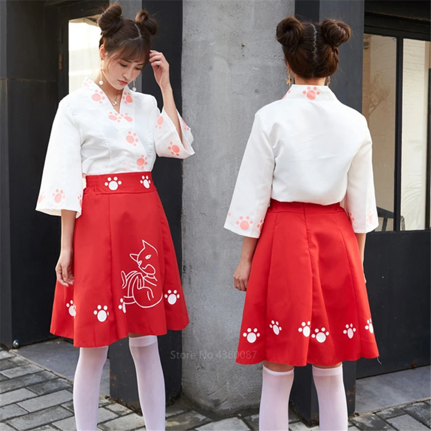 Кимоно для девочек в японском стиле изящное мультяшное платье Kawaii Haori женское