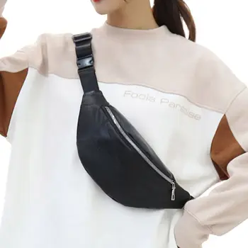 

Waterproof PU Leather Waist Bag Pack Women Mobile Phone Holder Purse Zipper Key Pouch 2020 Fashion Black Fanny Packs